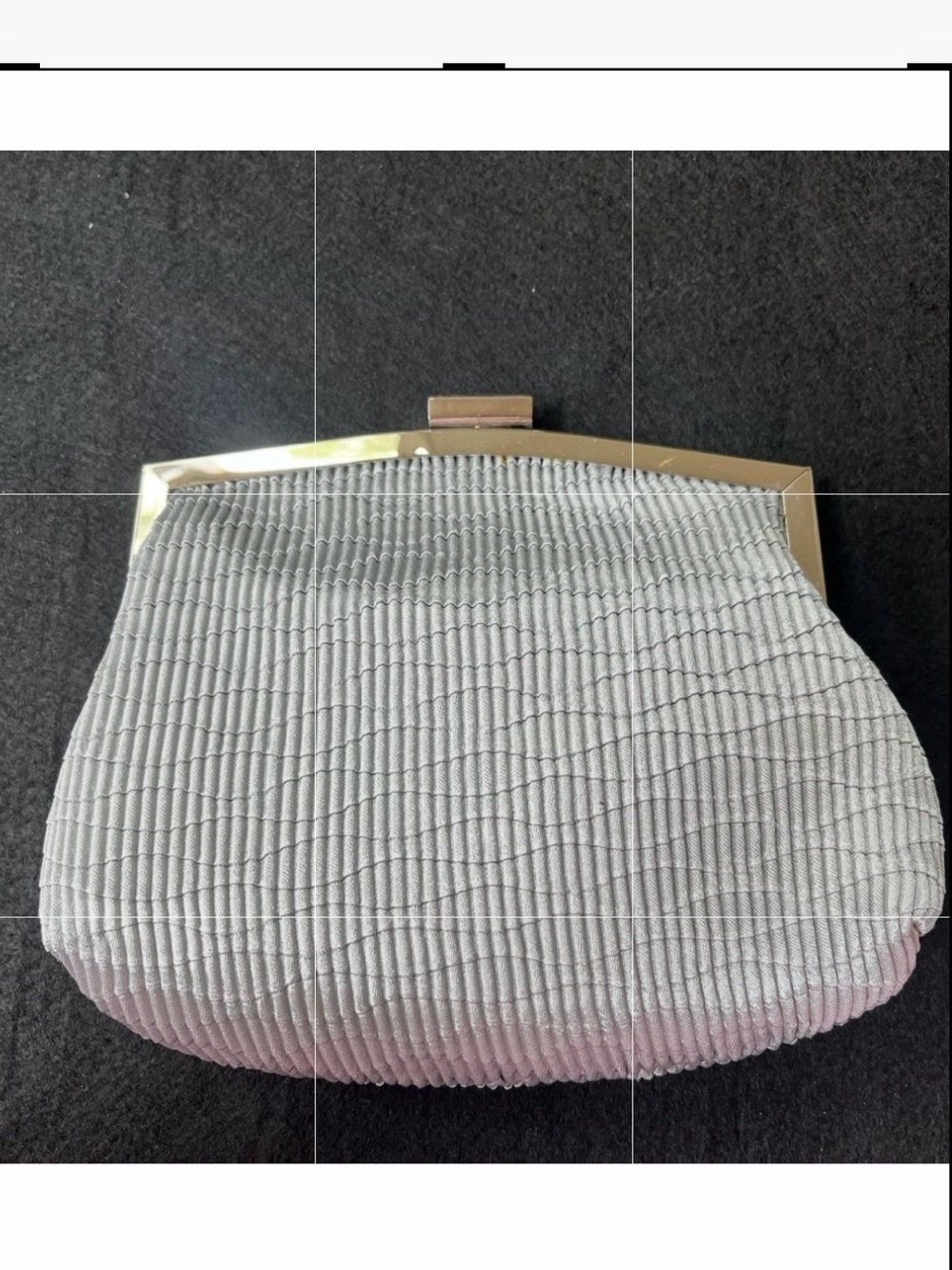 Silver colored BIJOUX TERNER Polyester glam clutch with chain strap, NWT